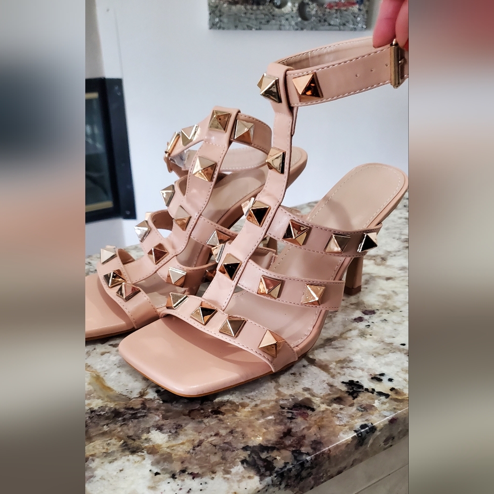 Nude studded heels size 8. New. Never worn